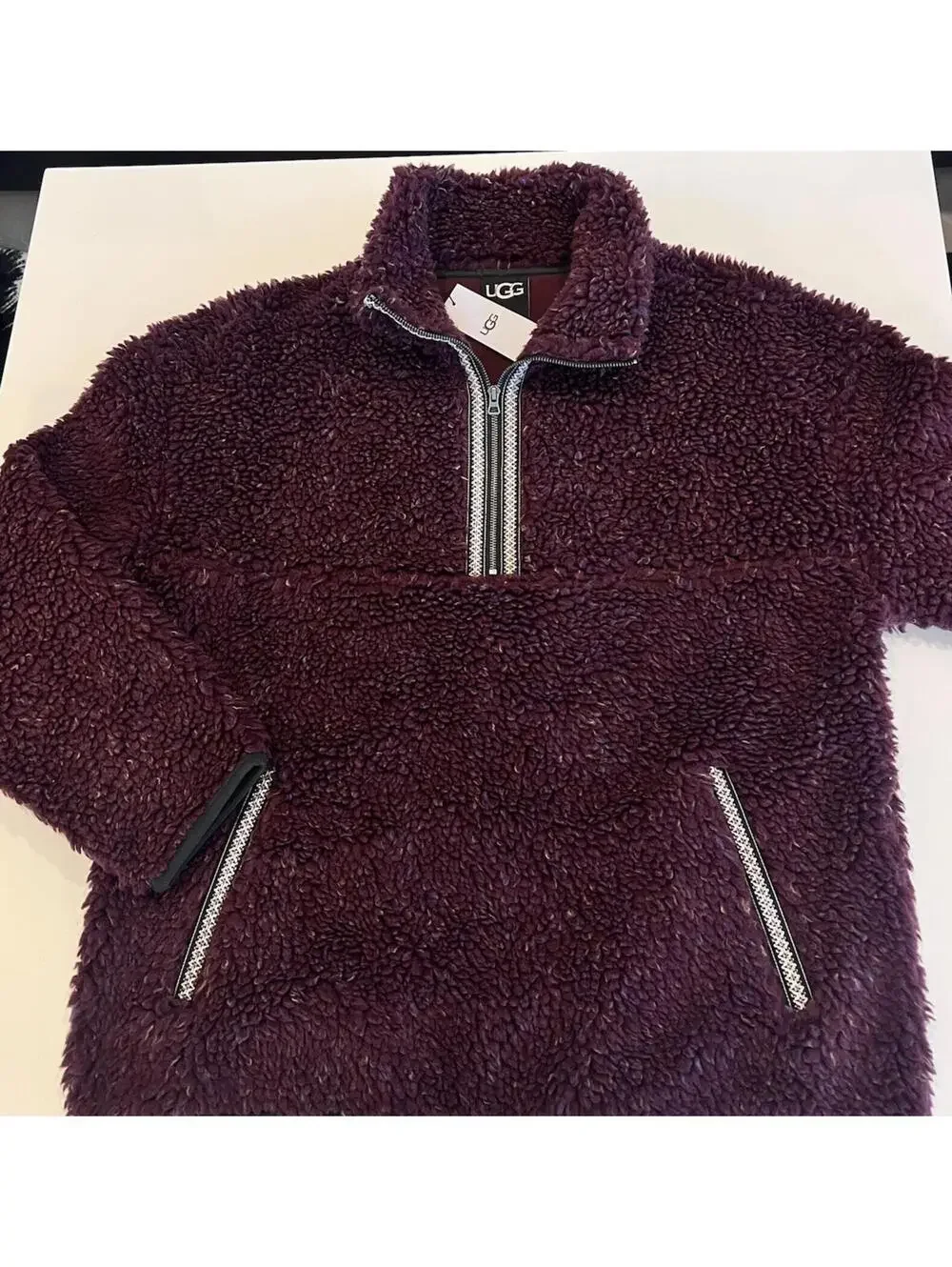 $178 UGG UGGbraid Confetti Half Zip Pullover Men's Size L Wild Grape